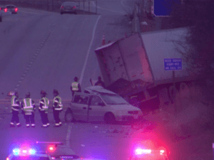 Truck and car accident